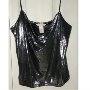 Metallic silver tank top